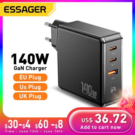 Essager GaN USB Tipo C Carregador Laptop 100W PD Carregamento