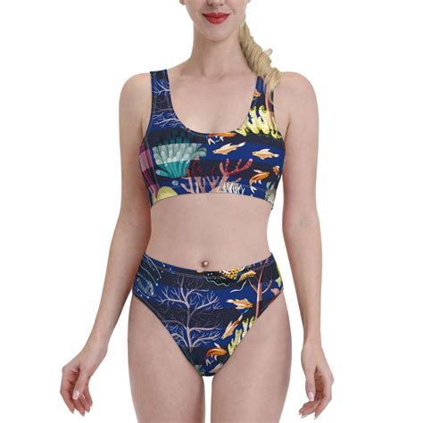 Daiia Sea Inhabitans And Herb Women S Bikini Swimsuit Two Piece