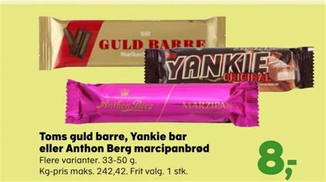 Toms Guld Barre Yankie Bar Eller Anthon Berg Marcipanbr D Tilbud Hos