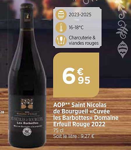 Promo Aop Saint Nicolas De Bourgueil Cuv E Les Barbottes Domaine