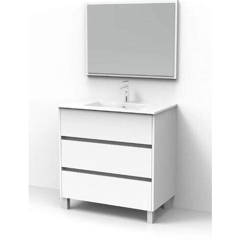 MUEBLE DE BAÑO EN KIT ZOSER BLANCO BRILLO 3 CAJONES 80x40x72 cm LAVABO