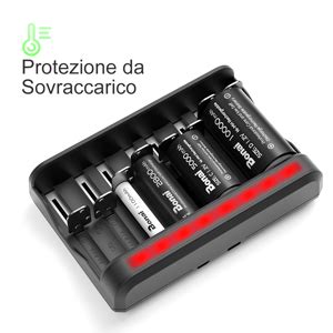 Bonai Caricabatterie Universale Pile Ricaricabili Aaa Aa C D Usb