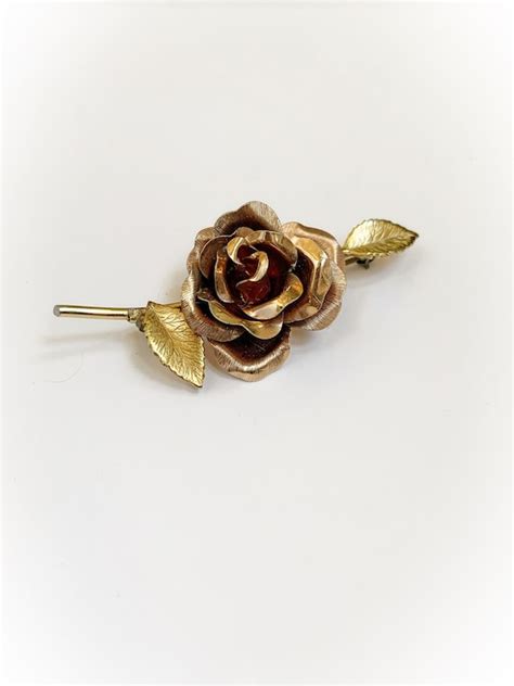 Vintage Krementz Brooch Rose Gem