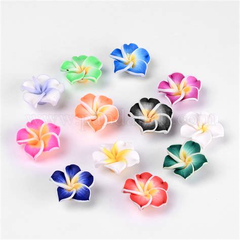 Wholesale Handmade Polymer Clay 3D Flower Plumeria Beads Pandahall