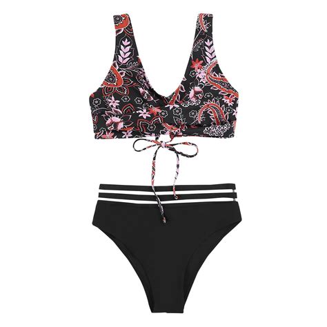 Knosfe Women S Bikini Sets Two Piece Floral Swimwear Summer Push