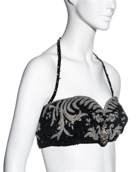 Gianni Versace Beaded Halterneck Corset Bra With Crystal Embellishment