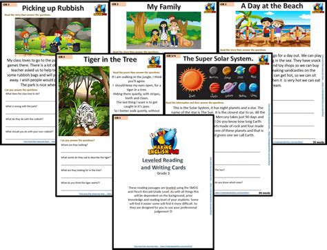 Grade 3 Reading Writing Comprehension Cards For Kindi Primary And