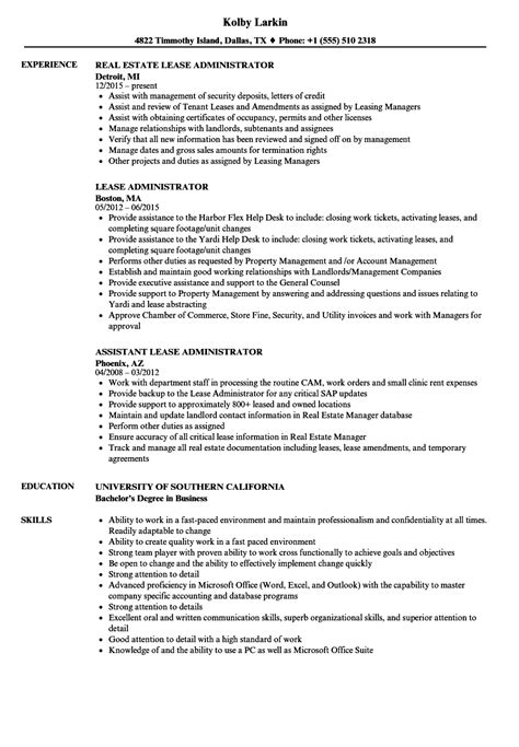 Lease Administrator Resume Samples Velvet Jobs