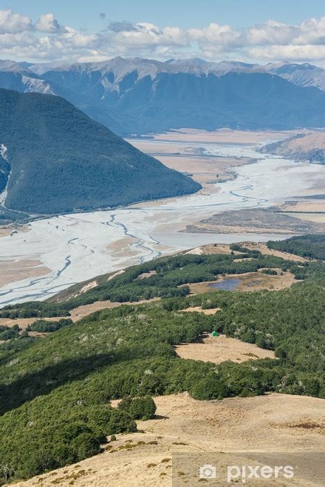 Naklejka Widok Z Lotu Ptaka Waimakariri Rzeki Prze Cz Artura Park