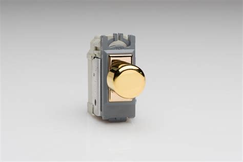 Varilight Polished Brass 2 Way Push On Off Rotary Dimmer 60 400W 1