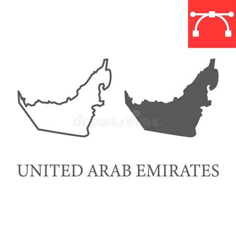 Karte Der Vereinten Araber Emirate Linie Und Des Glyphe Symbols Vektor