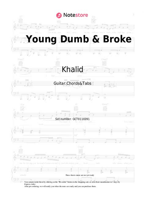 Khalid - Young Dumb & Broke guitar chords and tabs in Note-Store.com | Guitar.Chords&Tabs SKU ...