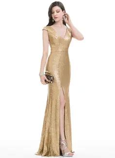 Trumpet Mermaid Scalloped Neck Floor Length Satin Evening Dress With