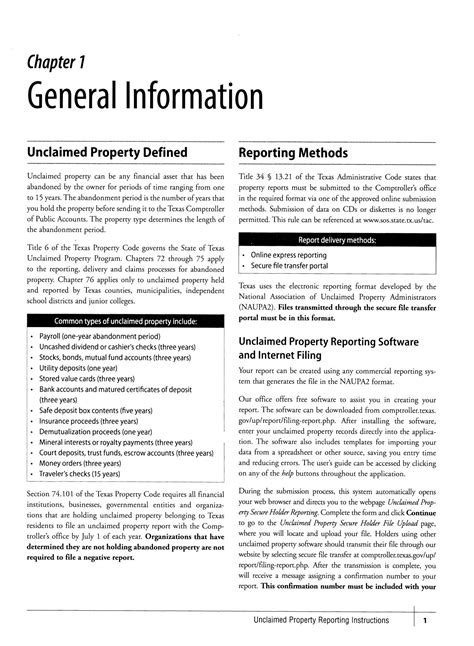 Unclaimed Property Reporting Instructions - Page 1 - The Portal to