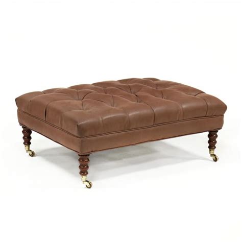 English Style Tufted Leather Ottoman / Coffee Table (Lot 224 - The ...