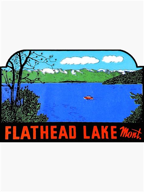 Flathead Lake Montana Vintage Travel Decal Sticker For Sale By