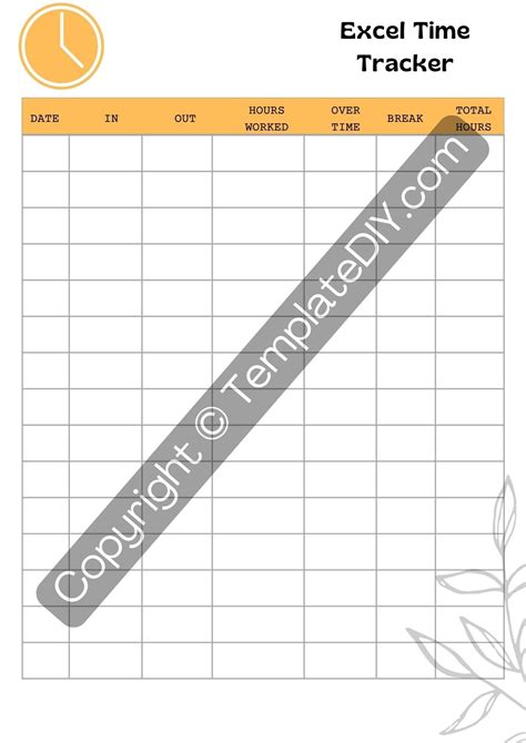 Excel Time Tracking Template Blank Printable PDF, Word