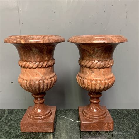 Small Pair Of Rouge Marble Decorative Urns Antiques Atlas