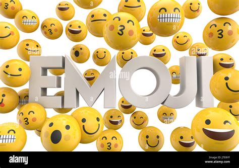 Conjunto De Caracteres Emoji Emoticonos Caras Con La Palabra Emoji D