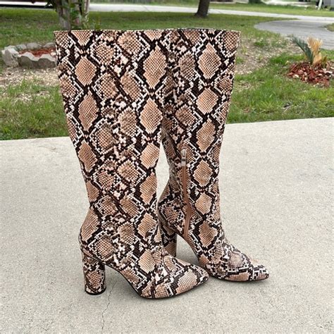 Shoes Snake Skin Faux High Heel Boots Poshmark