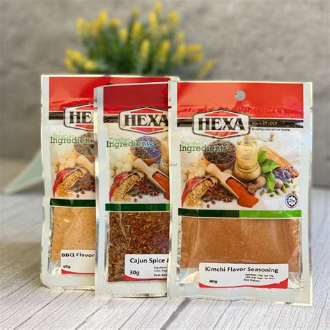 Hexa Halal Kimchi 40gm Hexa Halal Cajun Spice 102 30gm Hexa Halal Bbq