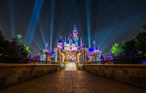 Wallpaper Rays Night Castle Ca Disneyland California Disneyland