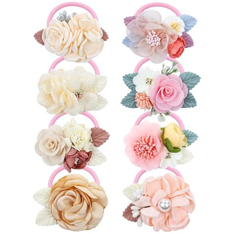 Amazon Dizila Pack Decorative Pearl Flower Hair Ties Rubber