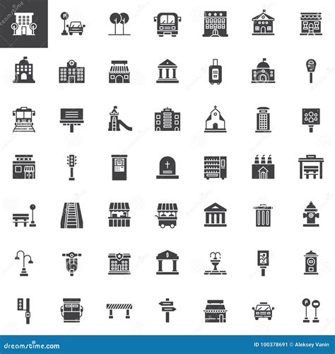 Iconos Urbanos Del Vector De La Infraestructura Fijados Ilustración Del Vector Ilustración De