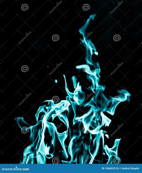 Blue Flame Fire On Black Background Stock Photo Image Of Danger