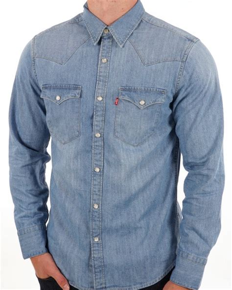 Levi S Barstow Western Shirt Indigo Stonewash Blue S Casual Classics