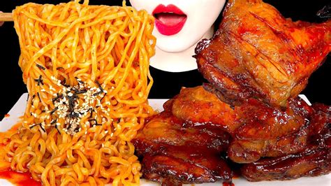 Asmr Spicy Fire Noodles Jamaica Drumstick Chicken 자메이카통다리치킨 불닭볶음면 먹방