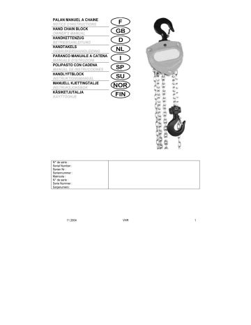 Palan Manuel A Chaine Notice D Instructions Hand Manualzz