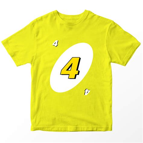 Customized Number Uno Card Numbers 4 Yellow T Shirts Kids Boy Girl 1