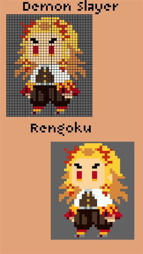 Rengoku Pixel Art Cuadros F Cil Plantillas