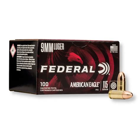 Federal American Eagle 9mm 115 Gr FMJ AE9DP100 Ammo For Sale At