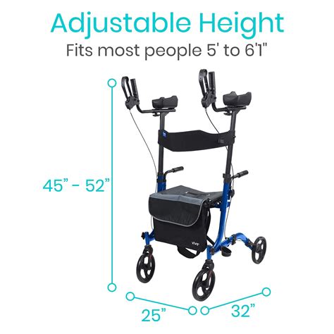 Vive Mobility Upright Rollator Walker For Seniors With Seat And