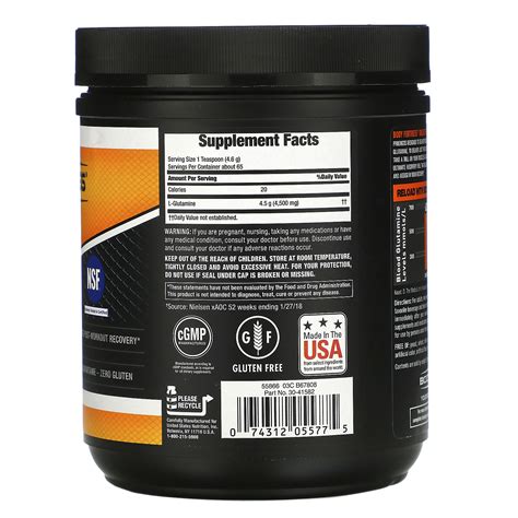 Body Fortress 100 Pure Glutamine Powder 10 6 Oz 300 G IHerb