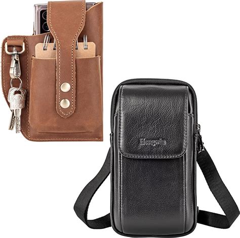 Amazon Hengwin Black Leather Crossbody Phone Pouch With Belt Clip