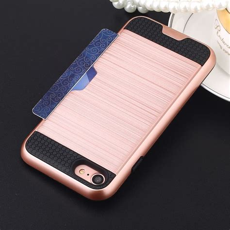 Wholesale iPhone 8 / 7 Credit Card Slot Armor Hybrid Case (Silver)