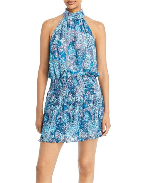 Ramy Brook Printed Halter Dress In Blue Lyst