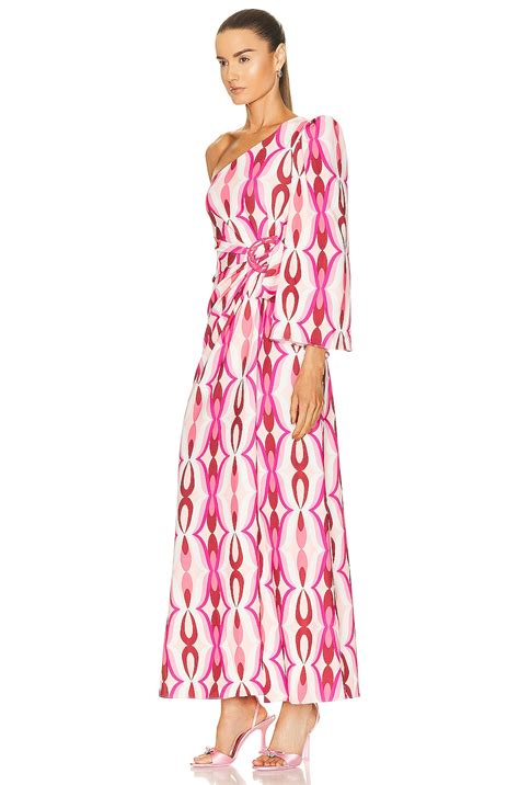 Patbo Twist One Shoulder Maxi Dress In Flamant Fwrd