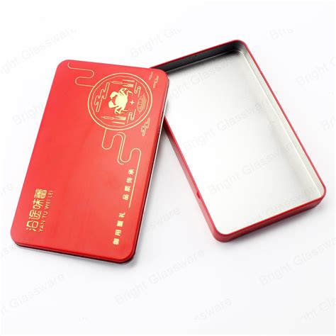 Rectangle Red Tea Canister Tin Metal Coffee Bean Storage Packaging Gift