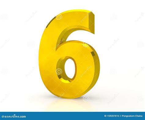 3d Gold Number 6 Isolated On White Background Stock Illustration