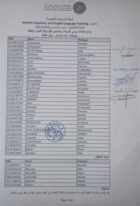 Résultats Définitifs Master FLSH Agadir 2023 2024