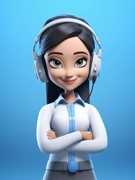 Premium Photo Smiling Anime Girl With Headphones Generative Ai