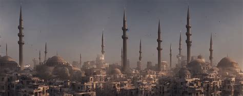 Dystopian Techno Organic Istanbul Minarets Qubbas Stable