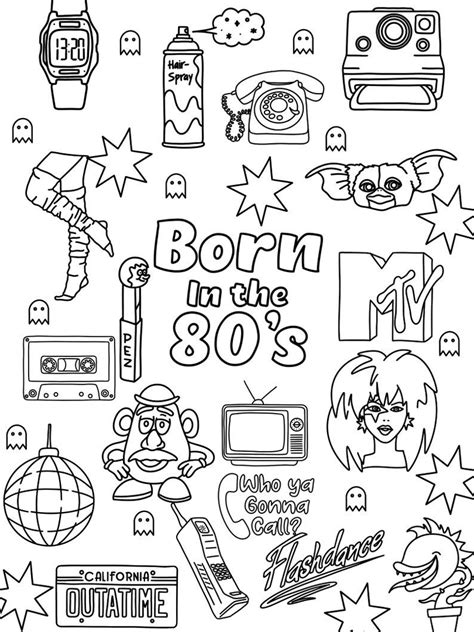 80s Colouring Page Etsy Australia 80s Coloring Doodle Coloring