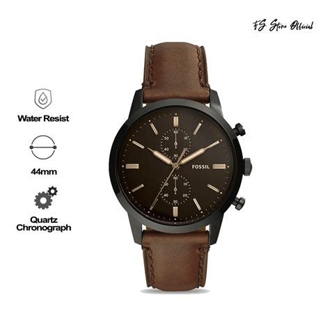 Jual Jam Tangan Pria Elegan Townsman Chronograph Brown Leather Strap