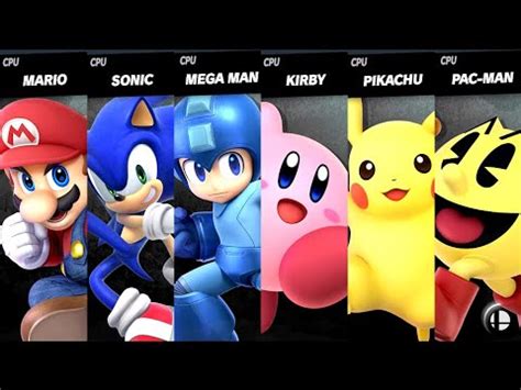 Mario VS Sonic VS Mega Man VS Kirby VS Pikachu VS Pac Man LV 9 CPU