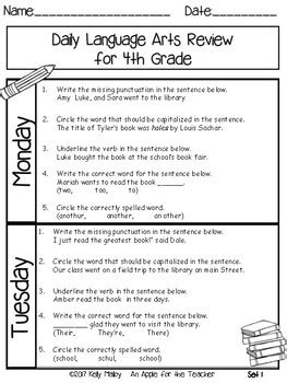 Daily Language Arts Review Th Grade Daily Spiral Language Arts Review